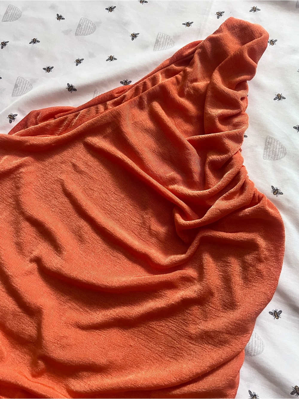 One-Shoulder Ruched Orange Dress - Picture 2 of 6